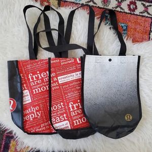 Lululemon Casual Everyday Recycle Bags Set of 3 Red Black